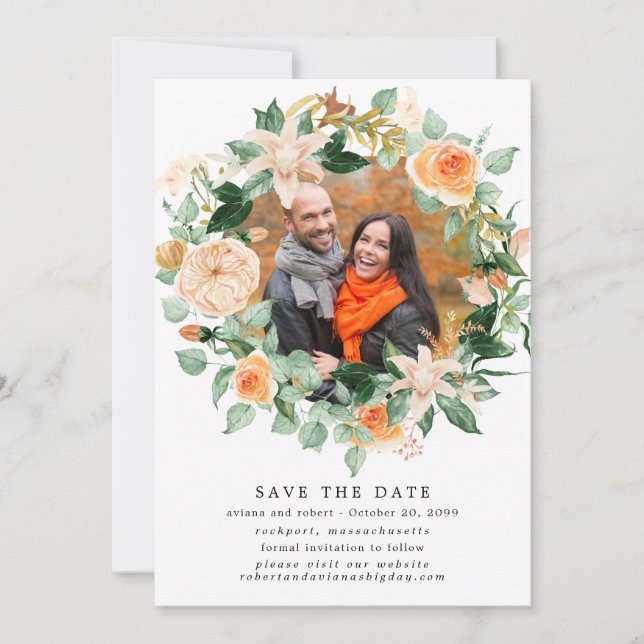 Rustikales Foto für den Herbstkranz - Hochzeit ret Save The Date (Vorderseite)