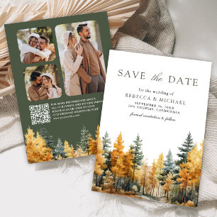 Rustikales Foto für Herbst-Wälder QR-Code Hochzeit Save The Date