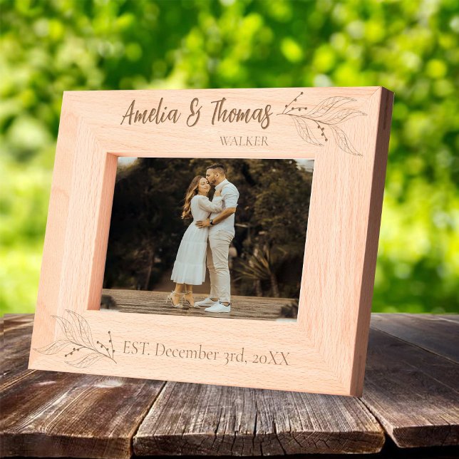 Rustikales Foto für Hochzeiten mit Namen Geätzte Rahmen (Rustic Photo frame for weddings with Names Engraved Frames)