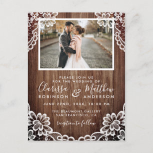 Rustikales Foto für Hochzeiten und Hochzeiten Einladungspostkarte