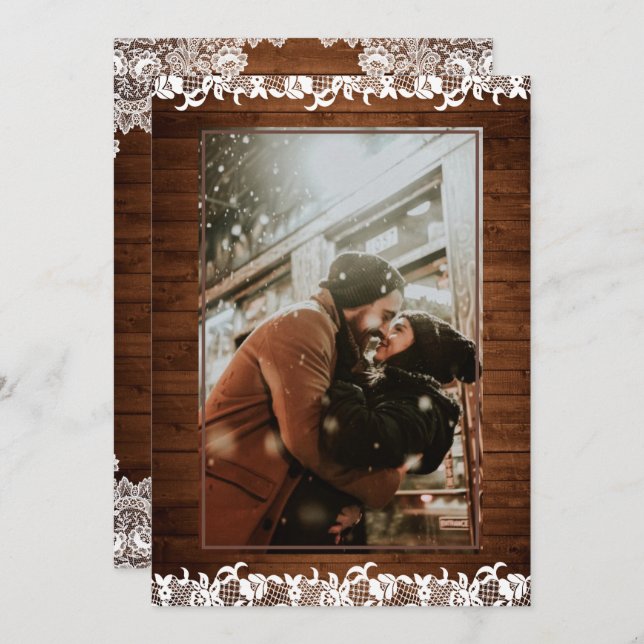 Rustikales Foto für Hochzeitsfeiern Einladung (Vorne/Hinten)