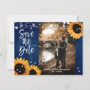 Rustikales Foto für Hochzeitsfeiern mit blauer Son Save The Date