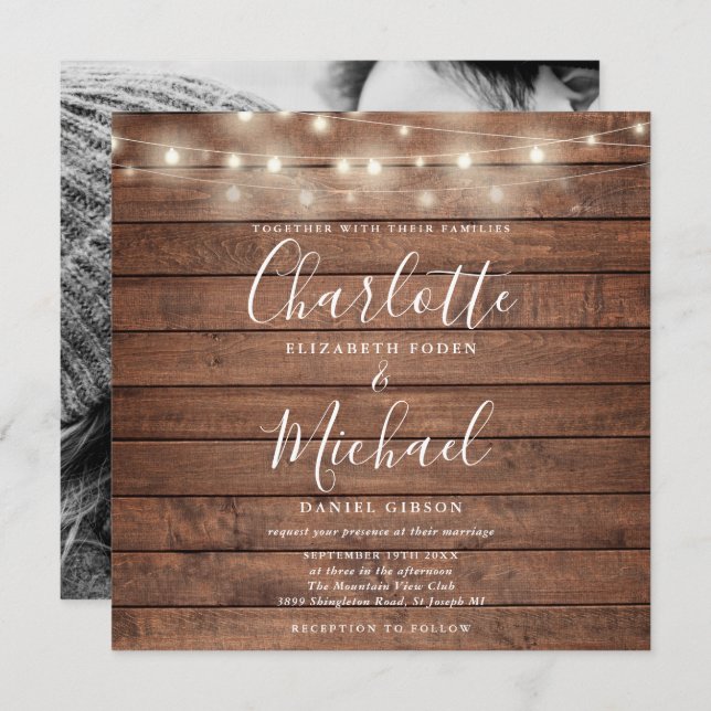 Rustikales Foto für Holzschnitte Einladung (Vorne/Hinten)