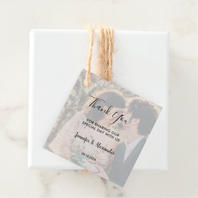 Rustikales Foto Hochzeit danke Geschenkanhänger (Beispiel)