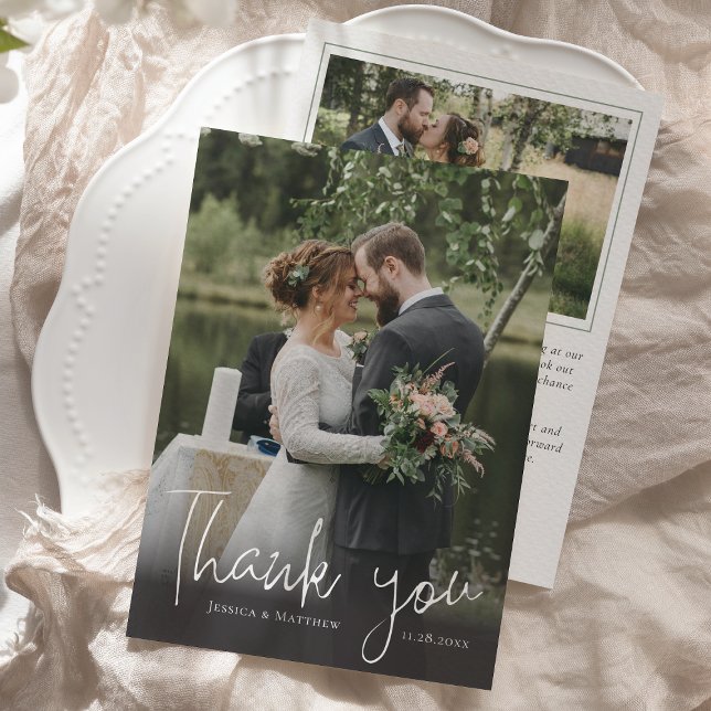 Rustikales Foto Hochzeit Danke Karte (Rustic Photo Wedding Thank You Card)