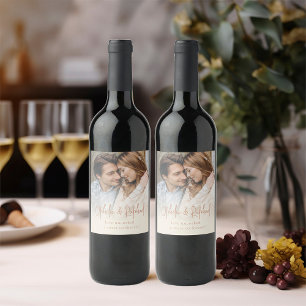 Rustikales Foto Overlay Cream Boho Wedding Weinetikett