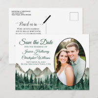 Rustikales Foto & Pine Oval Save the Date