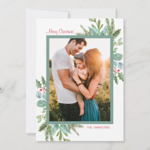 Rustikales Foto Wasserfarbe Grün Frohe Weihnachten