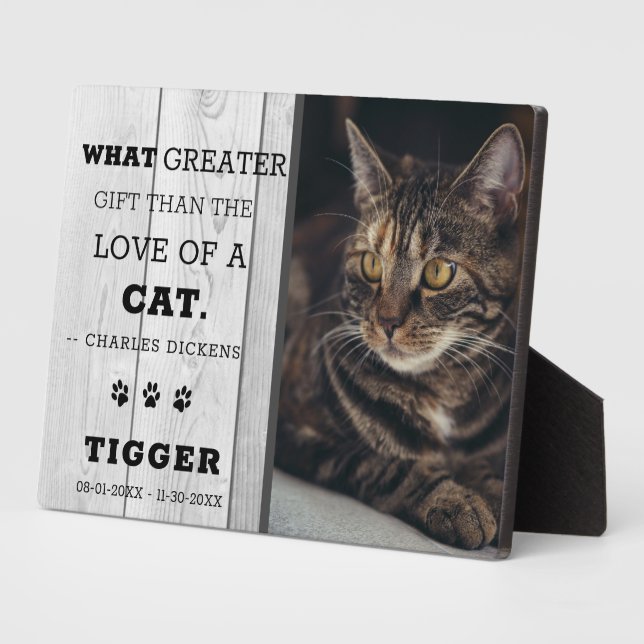 Rustikales Foto zur Katzen-Gedenkstätte für Graues Fotoplatte (Seite)