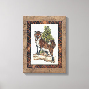 Rustikales Fox Stepping auf einem Baumstamm Leinwanddruck