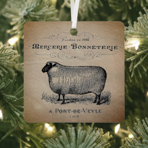 Rustikales französisches Landschaf-Typografie-Baue Ornament Aus Metall