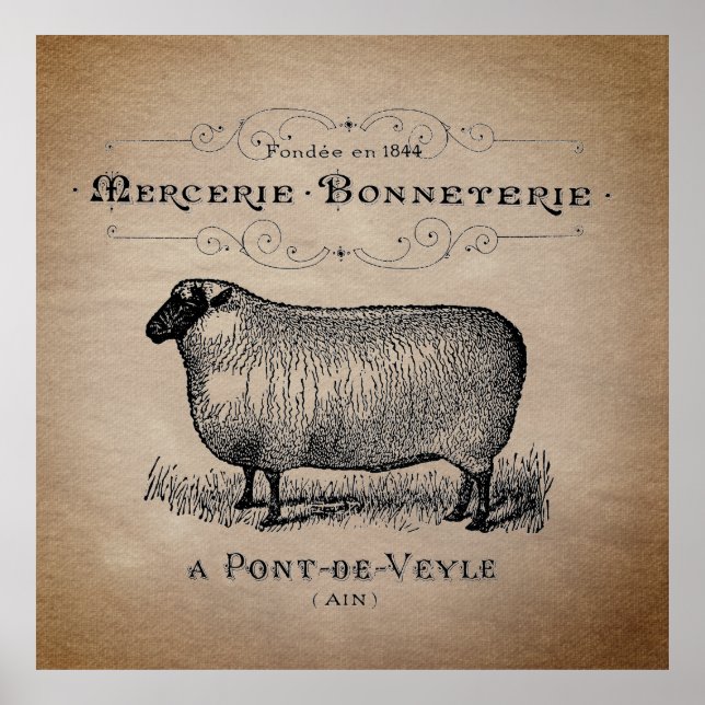 Rustikales französisches Landschaf-Typografie-Baue Poster (Vorne)