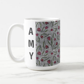 Rustikales französisches Leinen-Tulpenmuster: Tass Kaffeetasse