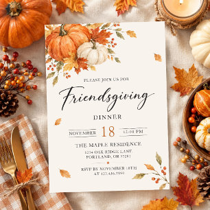 Rustikales Friendsgiving-Erntedankfest-Essen Einladung