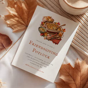 Rustikales Friendsgiving-Potluck-Dinner Einladung