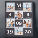 Rustikales, frisch verheiratetes Personalisiertes  Fotoplatte<br><div class="desc">Feiern Sie die Neuvermählten und schenken Sie ein besonderes personalisiertes Geschenk mit dieser mit Monogramm Collage aus Foto Hochzeitskuchen in einem rustikalen Schiefergestein-Design . Diese einzigartige Collage aus frisch verheiratetem Foto wird ein wertvoller Sake sein. Mit 6 Ihrer Lieblings-Verlobung-, Hochzeit- oder Flitterwochen-Fotos personalisieren und mit Monogramm-Initialen, Namen und Hochzeitsdatum personalisieren....</div>