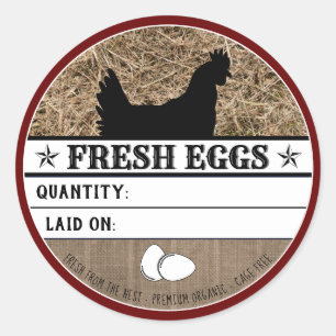 Rustikales frisches Huhn Eggs Western-rote Runder Aufkleber