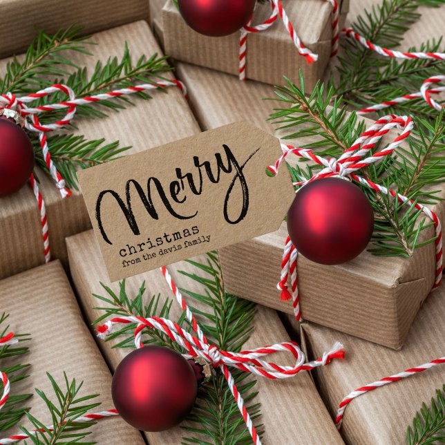 Rustikales Frohe Weihnachten Geschenkanhänger (Von Creator hochgeladen)