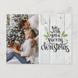 Rustikales frohe Weihnachtstypografie-Foto Feiertagspostkarte