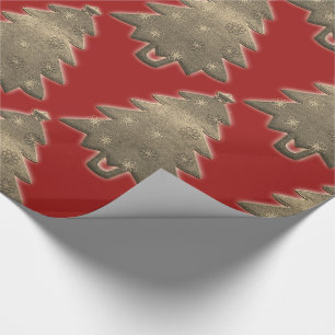 Rustikales, fröhliches Weihnachtsbaum Red Wrapping Geschenkpapier