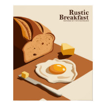 Rustikales Frühstück - Vintag Food Art Poster