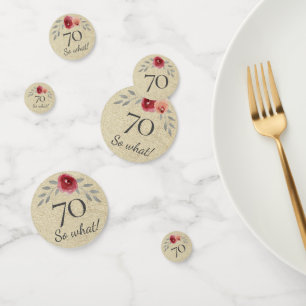 Rustikales Funny Watercolor Floral 70. Geburtstag Konfetti