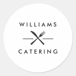 Rustikales Gabelkniffel-Logo auf Weiß Runder Aufkleber