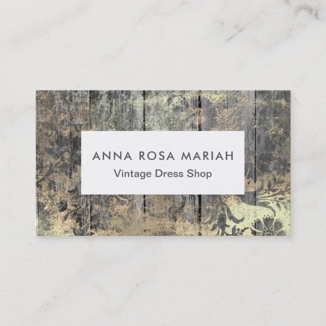 *~* rustikales gealtertes hölzernes schäbiges mit visitenkarte (Vorderseite)