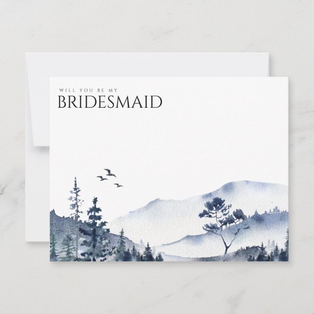 Rustikales Gebirge Boho Bridesmaid - Vorschlagskar Save The Date (Vorderseite)