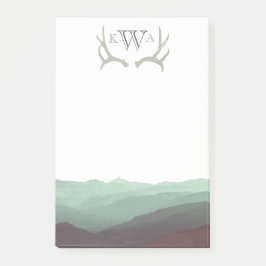 Rustikales Gebirgswasser und Antler | Monogramm | Post-it Klebezettel