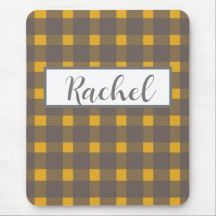 Rustikales Gelb-Grau-Gingham Mousepad