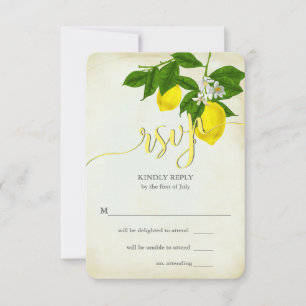 Rustikales Gelbbläschen-Hochzeit RSVP Karte