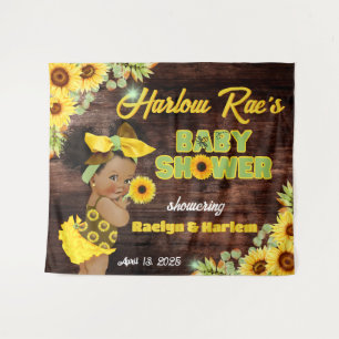 Rustikales Gelbblütenbaby Baby Shower Girl Wandteppich