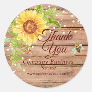 Rustikales Gelbblütengeschäft Vielen Dank Runder Aufkleber