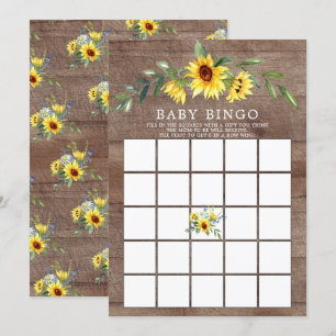 Rustikales Gelbblütenspiel BINGO Babydusche Einladung