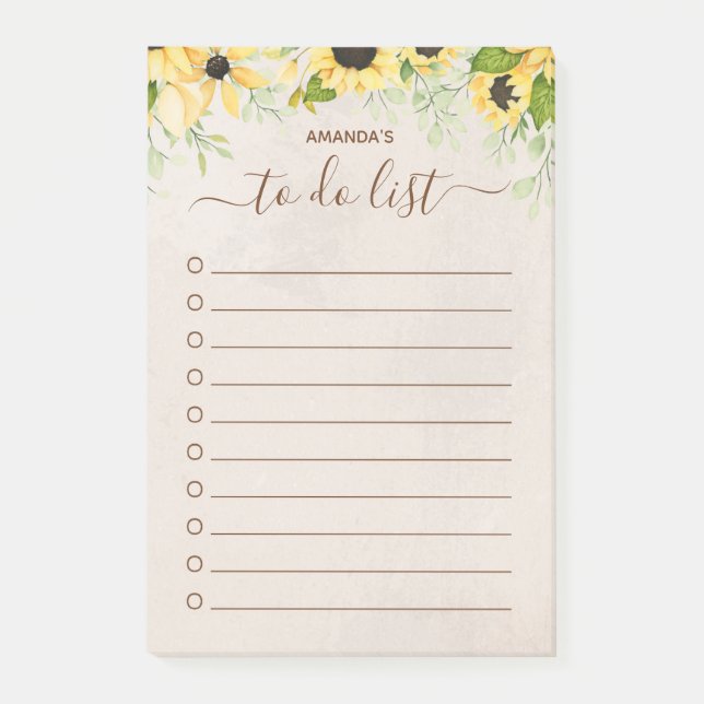 Rustikales Gelbblütenwasser Post-it Klebezettel (Vorderseite)