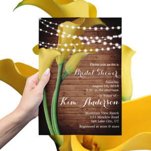 Rustikales Gelbes Calla String Lights Brautparty Einladung