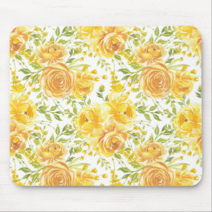 Rustikales gelbes Rosen-Blumenstrauß-Muster Mousepad