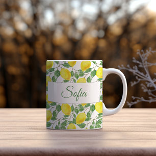 Rustikales gelbes Zitronen-Aquarellmuster Kaffeetasse