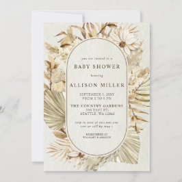 Rustikales Gender Neutral Boho Pampas Baby Dusche Einladung