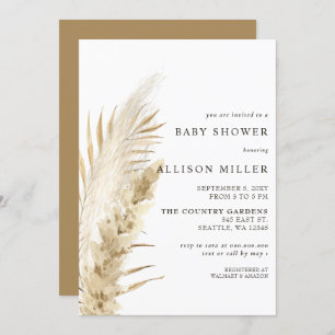 Rustikales Gender Neutral Boho Pampas Baby Shower  Einladung