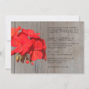 Rustikales Geranium Hochzeitsempfang Einladung
