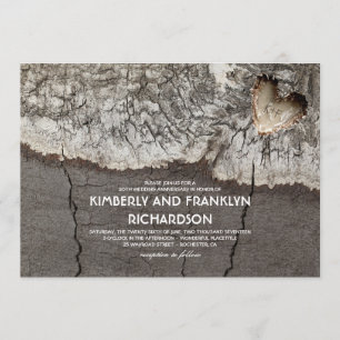 Rustikales geschnitztes Herz Birkenholz Hochzeitsj Einladung