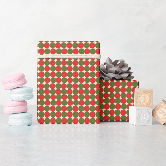 Rustikales gestrichelte Red Green Weihnachtswrappi Geschenkpapier (Babyparty)