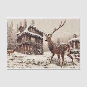 Rustikales Gestüt im Winter Seidenpapier