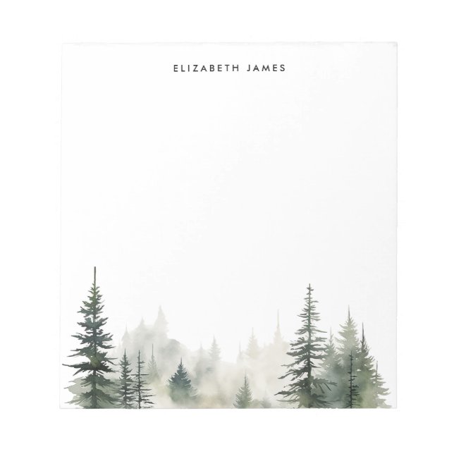 Rustikales Gewässer Foggy Pie Forest Personalisier Notizblock (Vorderseite)