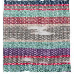 Rustikales Gewebe: farbenfroh texturiertes Mosaik Duschvorhang