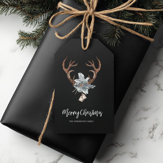 Rustikales Geweih- und Blattwerk-Weihnachten Geschenkanhänger (Von Creator hochgeladen)