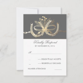 Rustikales Gilded Horseshoes Wedding RSVP Karte