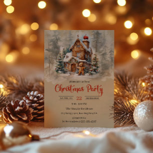 Rustikales Gingerbrot Weihnachtsfest im Party Einladung